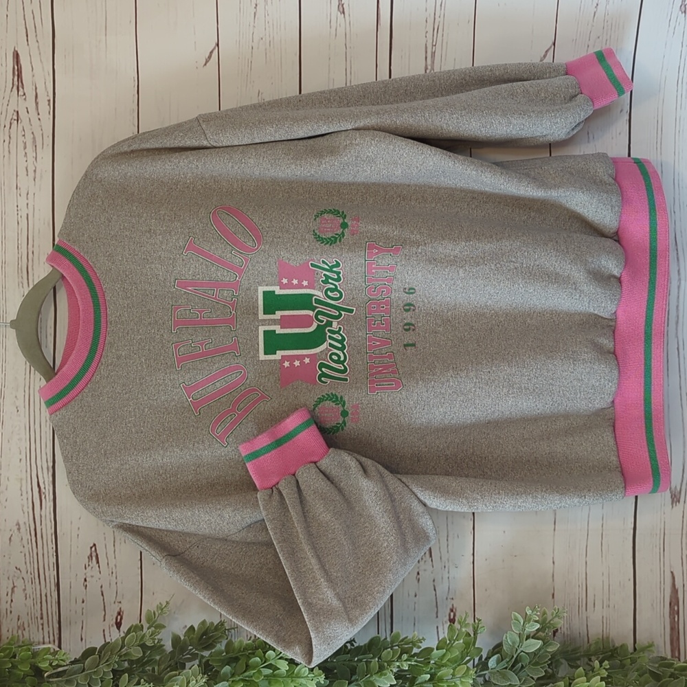 Vintage 90's Buffalo New York University Grey Crew Sweatshirt SUNY Grey Small - Picture 5 of 14